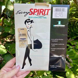 NOS Vintage 90s EASY SPIRIT Pantyhose Sheer Control Top Navy Size B New Y2K